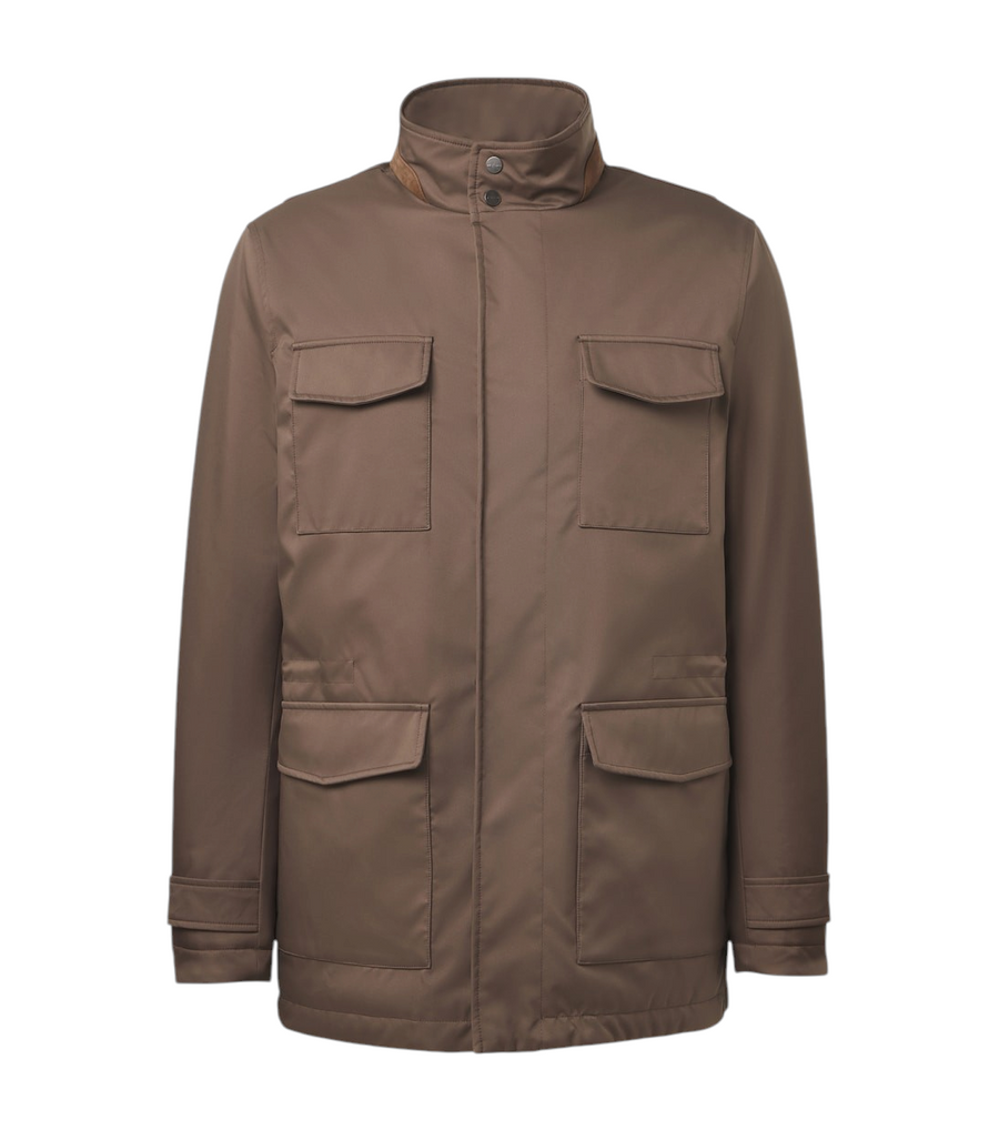 Kiton Suede-trimmed technical jacket
