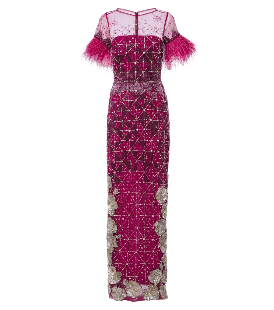 Là Fuori Aviary Crystal embellished bustier gown