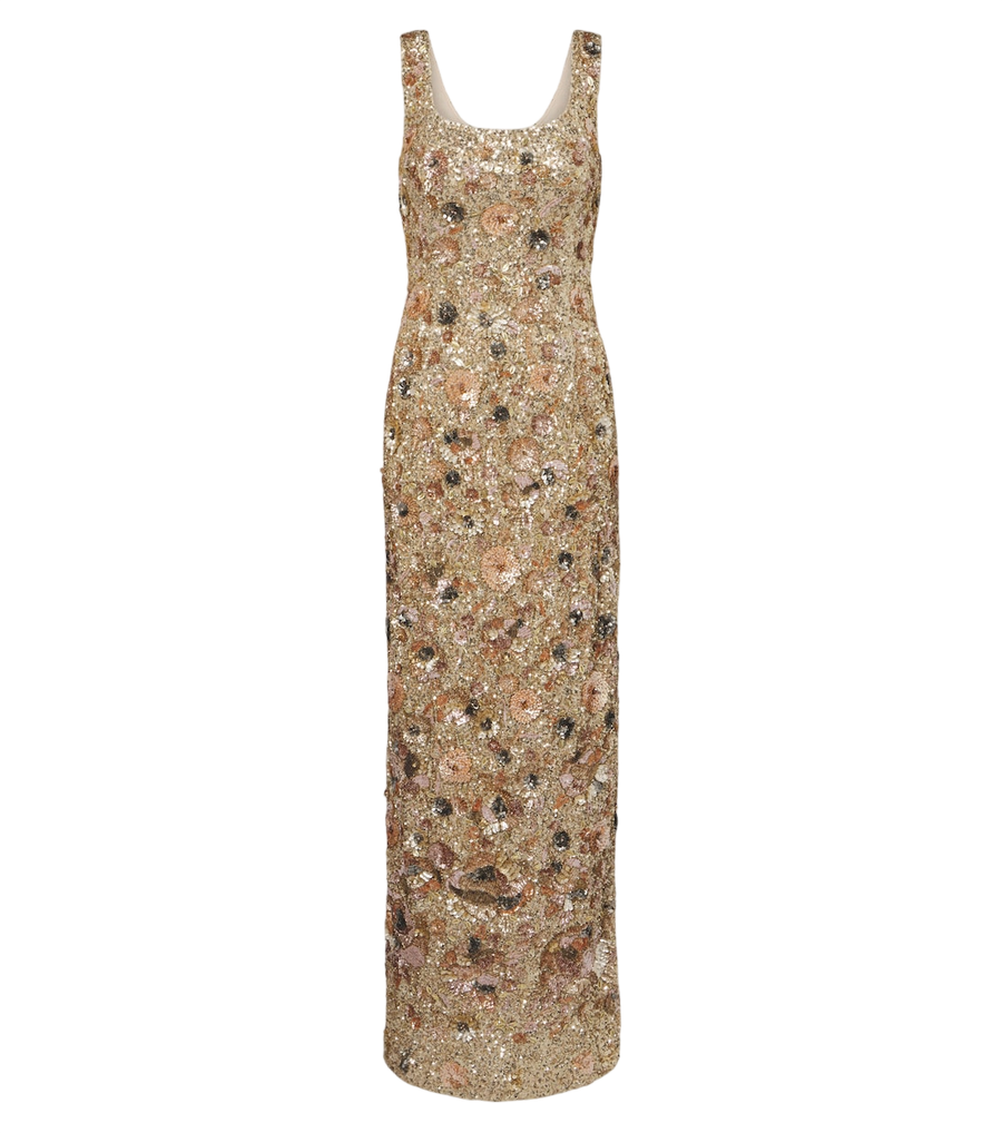 Là Fuori Cyprus Garden floral sequined gown