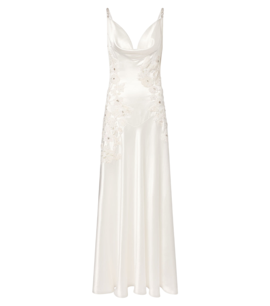 Vestido de seda bordado y adornado de Là Fuori