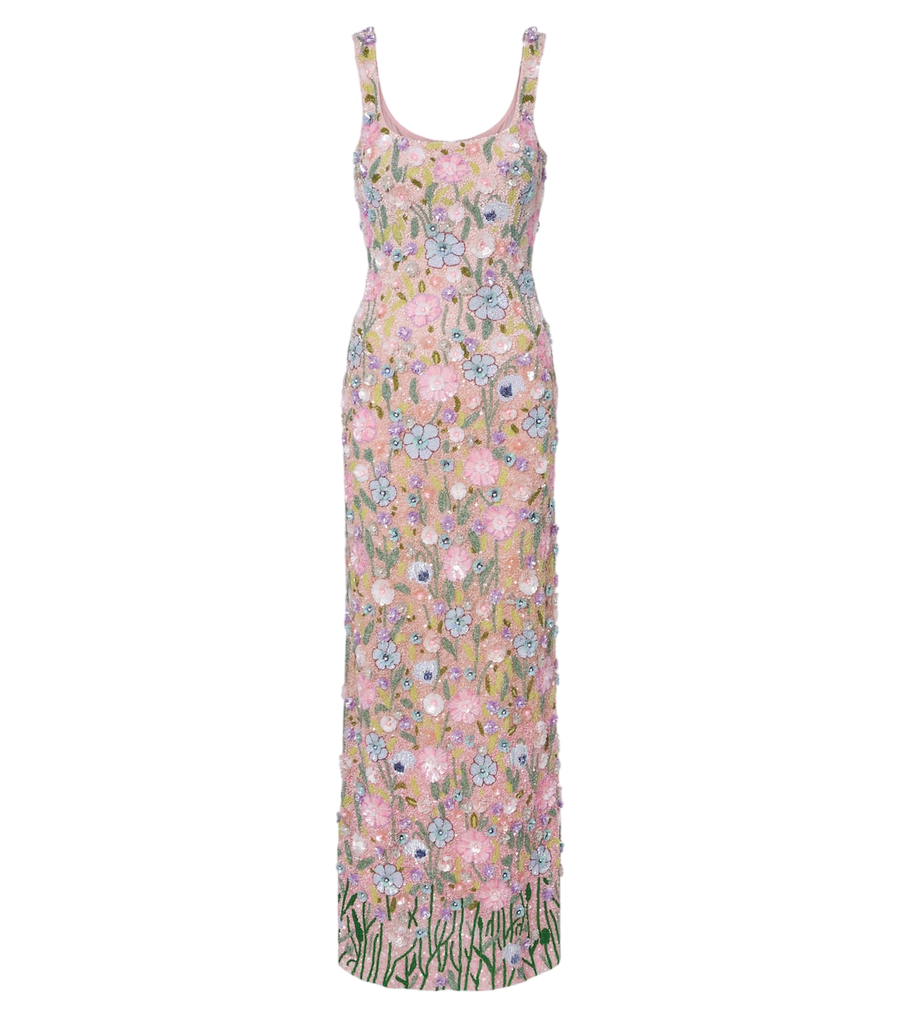 Vestido Là Fuori con aplicaciones florales