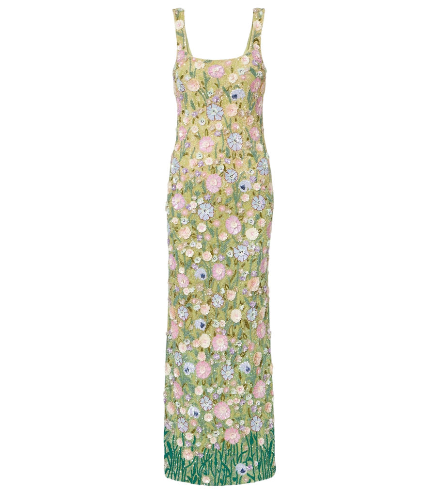 Là Fuori Embellished floral gown