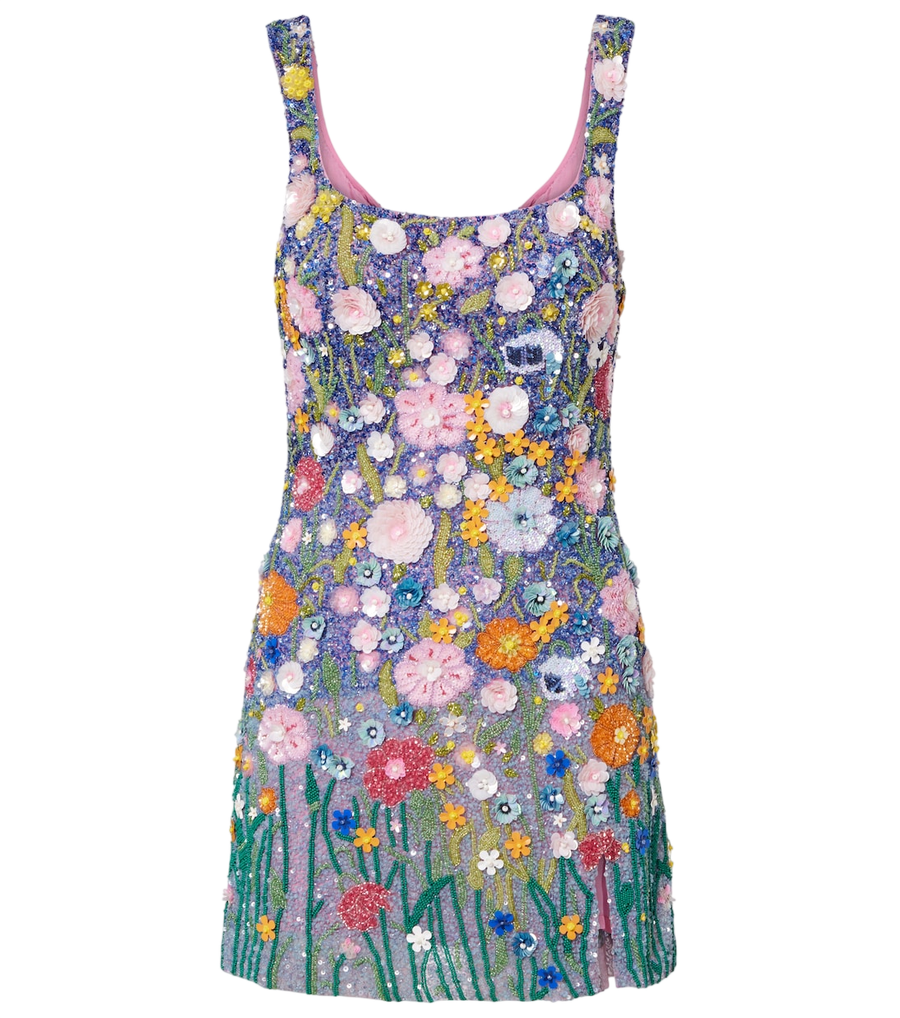 Là Fuori Mini-robe brodée à appliqués floraux