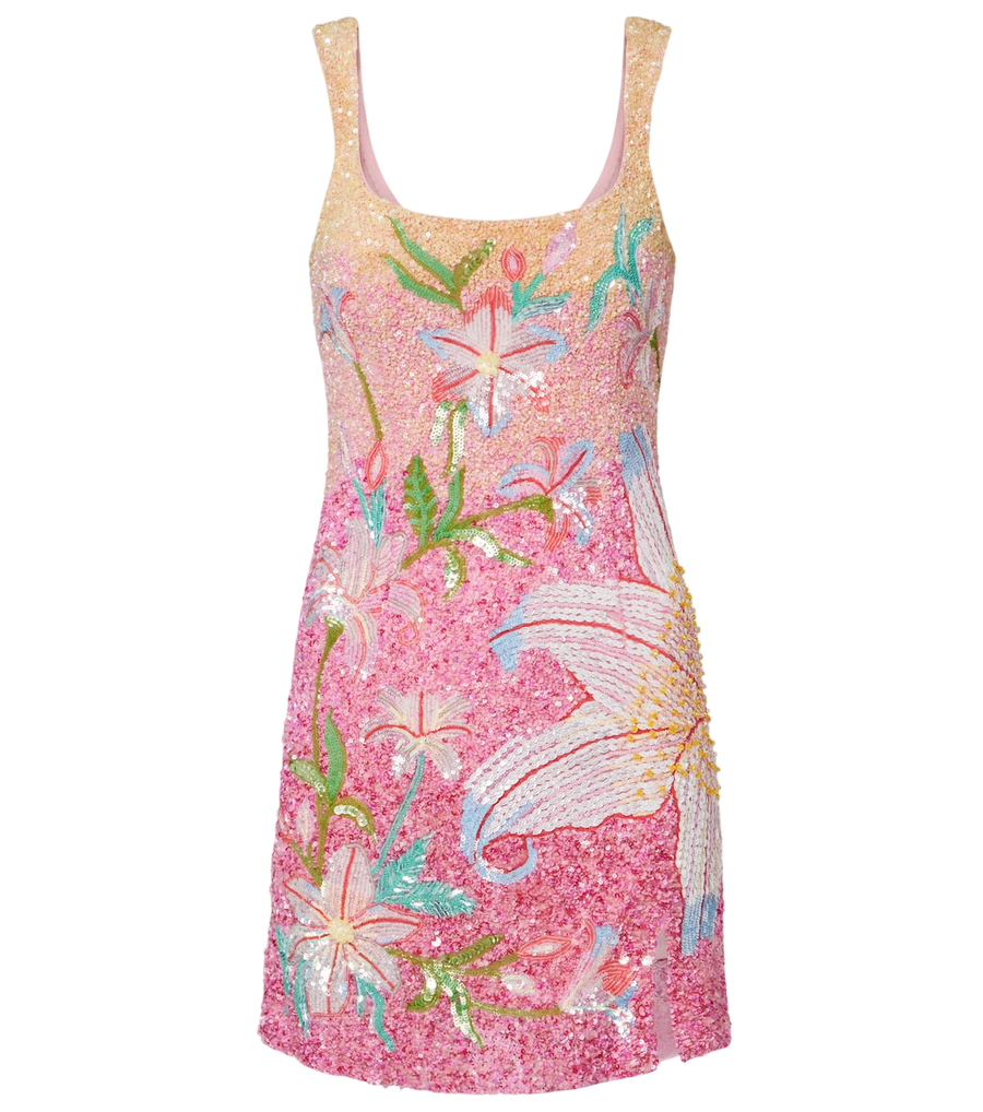 Là Fuori Floral sequined minidress