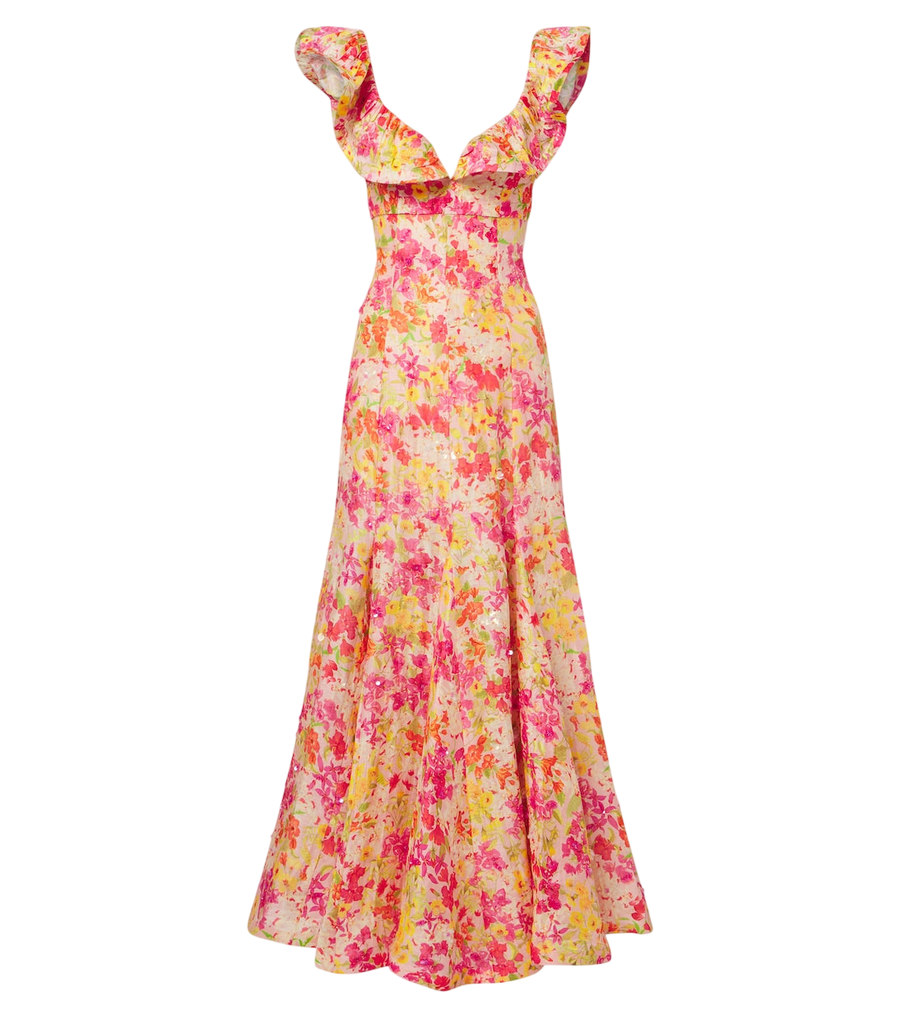 Là Fuori Genevieve's floral embellished maxi dress