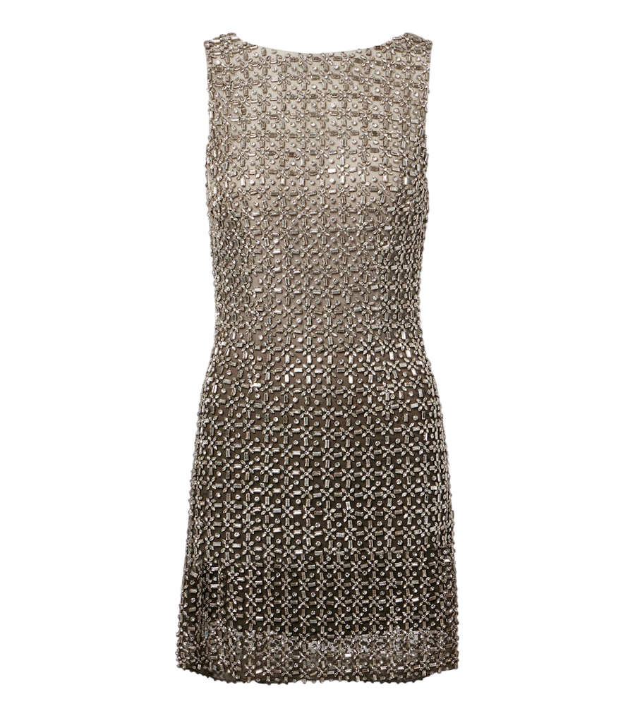 Là Fuori Gilded crystal-embellished minidress