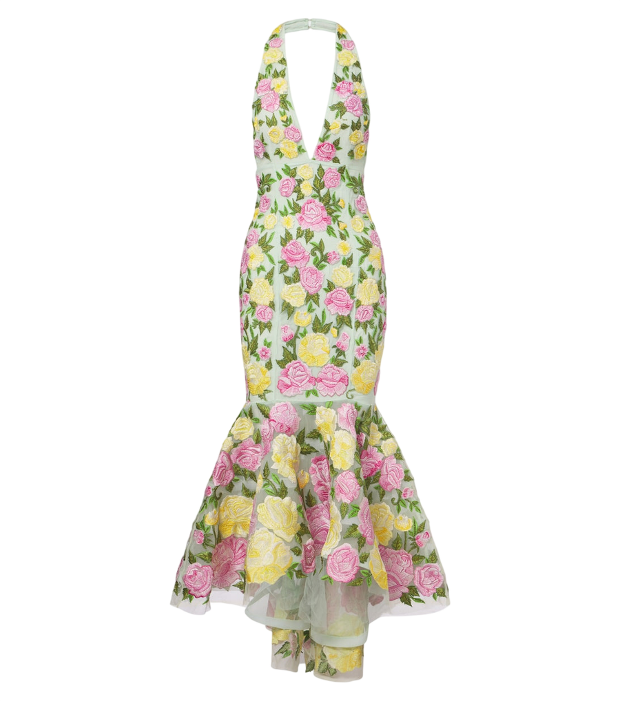 Là Fuori La Roseraie embroidered cocktail dress
