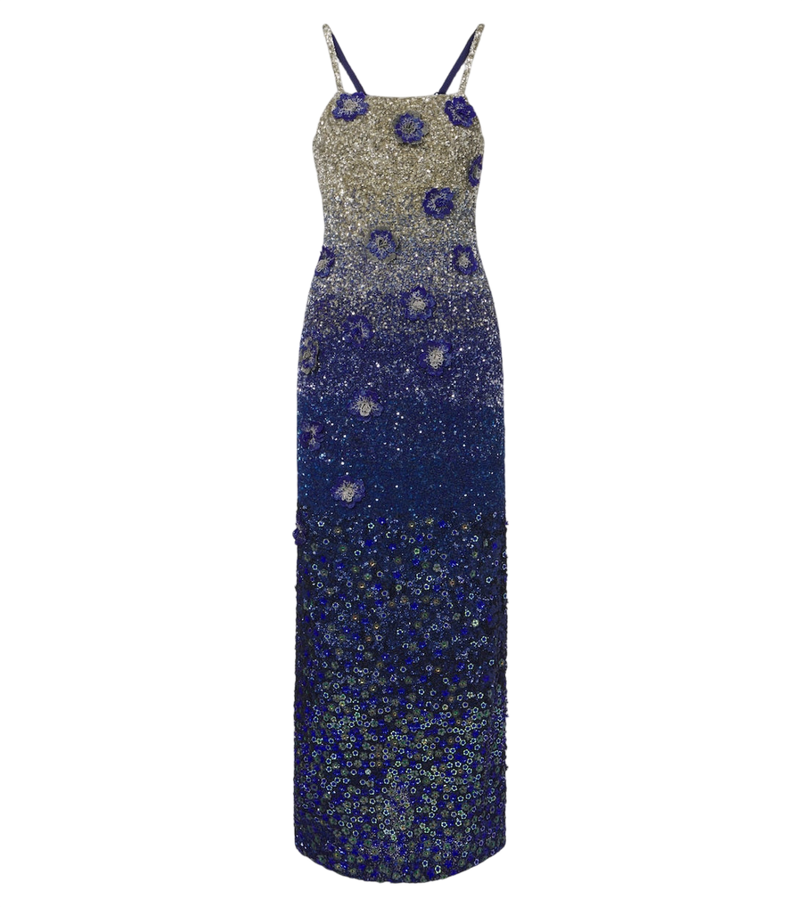 Là Fuori Sapphire Stardust embellished gown