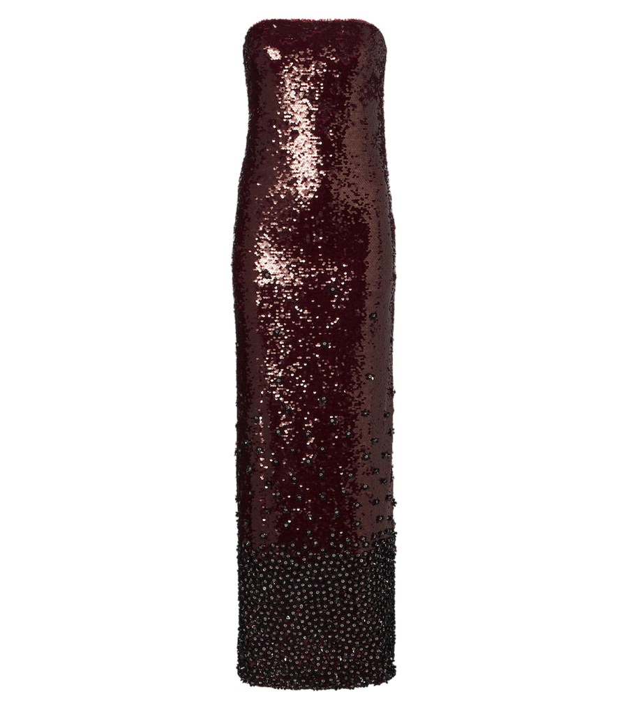 Là Fuori Sequined bustier gown