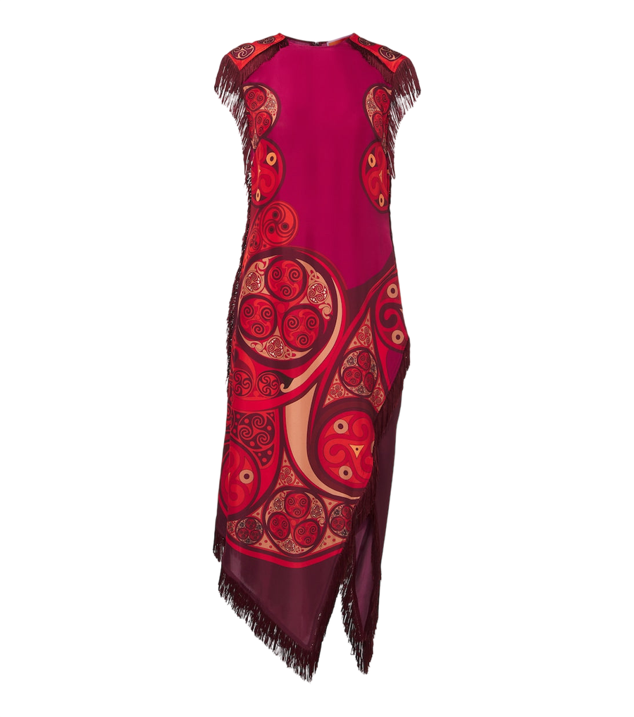 Robe midi en voile de soie à franges Alchemy de La DoubleJ