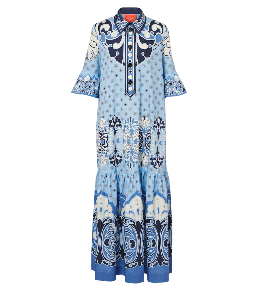 Robe longue en popeline de coton imprimée Artemis de La DoubleJ