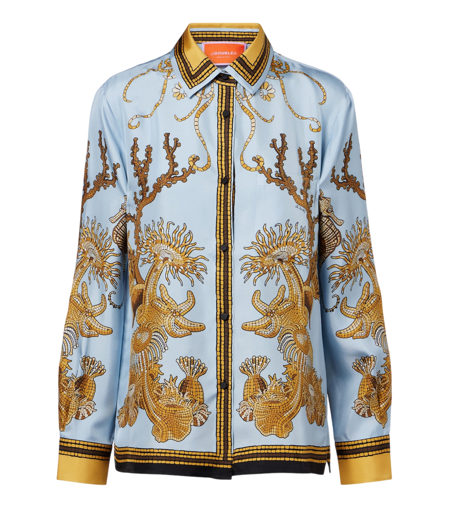 Camisa Boy de satén de seda estampado de La DoubleJ
