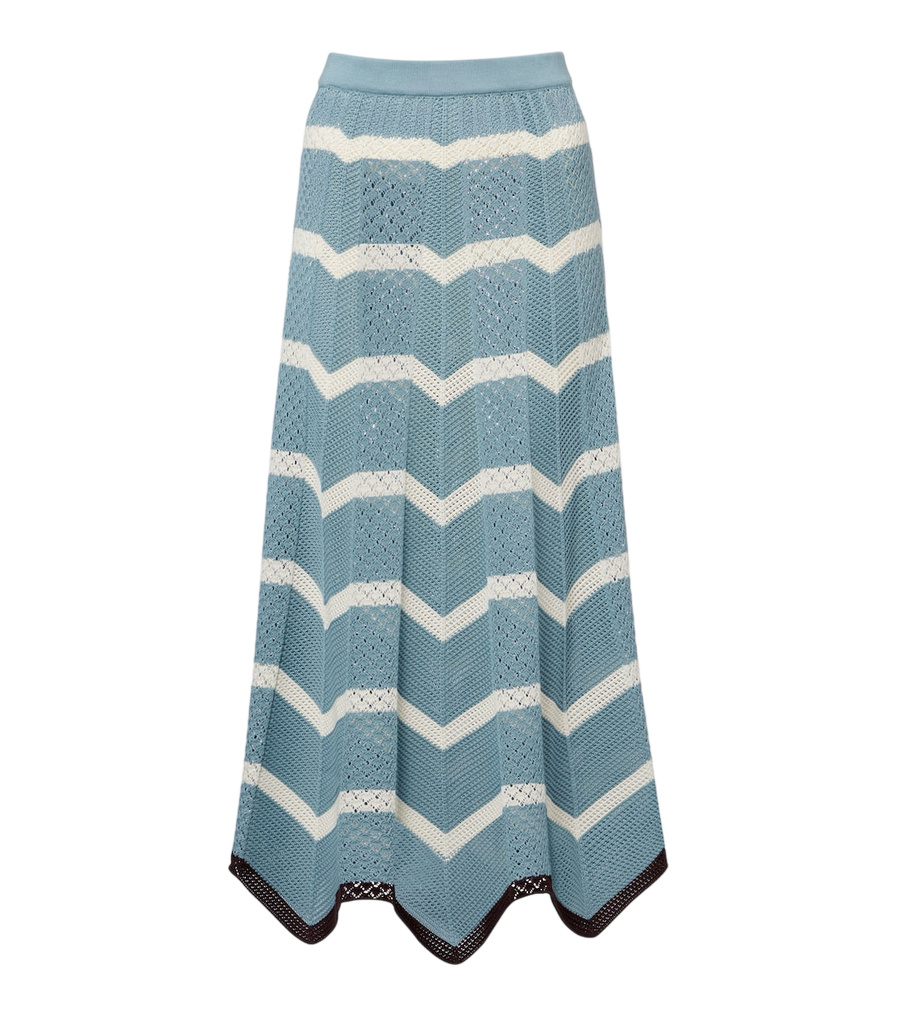 La DoubleJ Chevron crochet cotton midi skirt