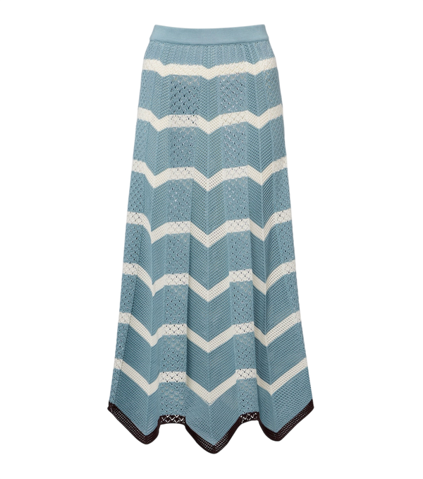 Gonna midi in cotone all'uncinetto con motivo chevron La DoubleJ