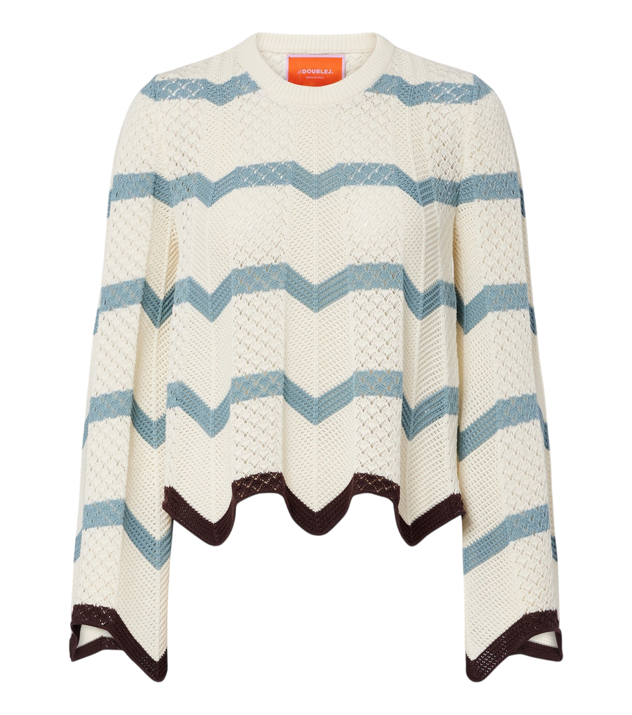 La DoubleJ Chevron crochet cropped cotton sweater