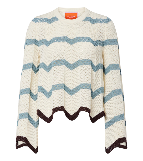 La DoubleJ Chevron crochet cropped cotton sweater