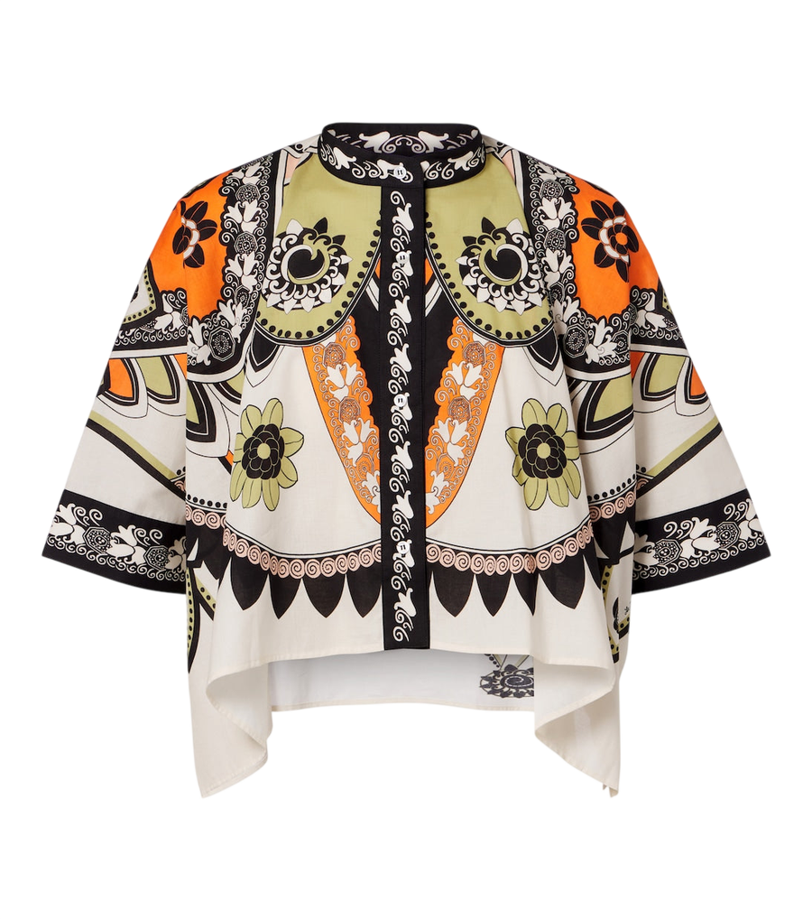 Camisa corta de algodón con estampado Foulard de La DoubleJ