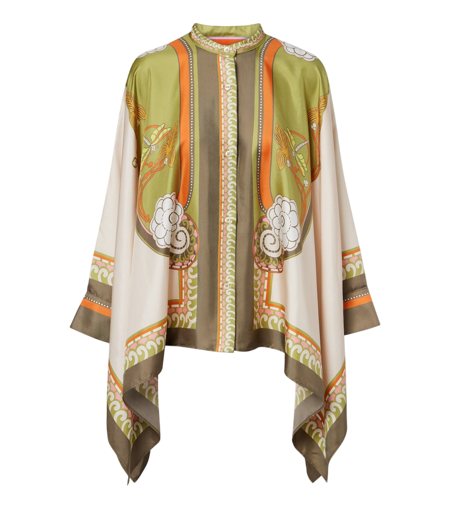 La DoubleJ Camisa de sarja de seda com estampa de lenço