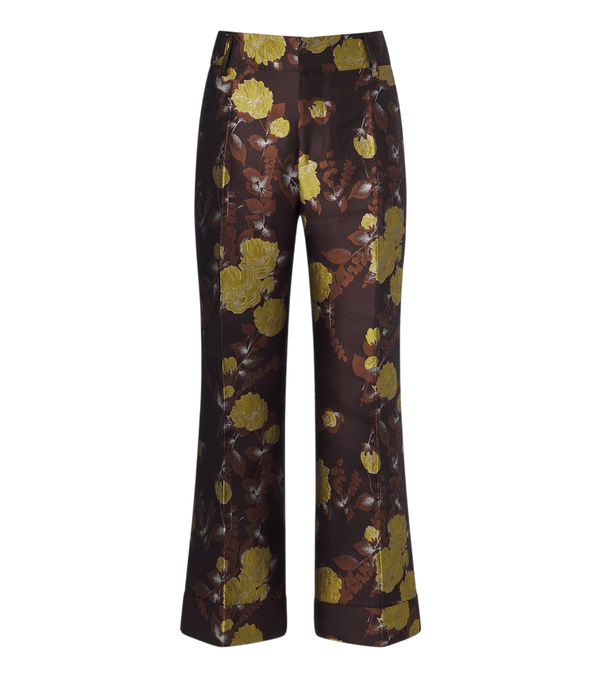 Pantalones rectos de jacquard floral Hendrix de La DoubleJ