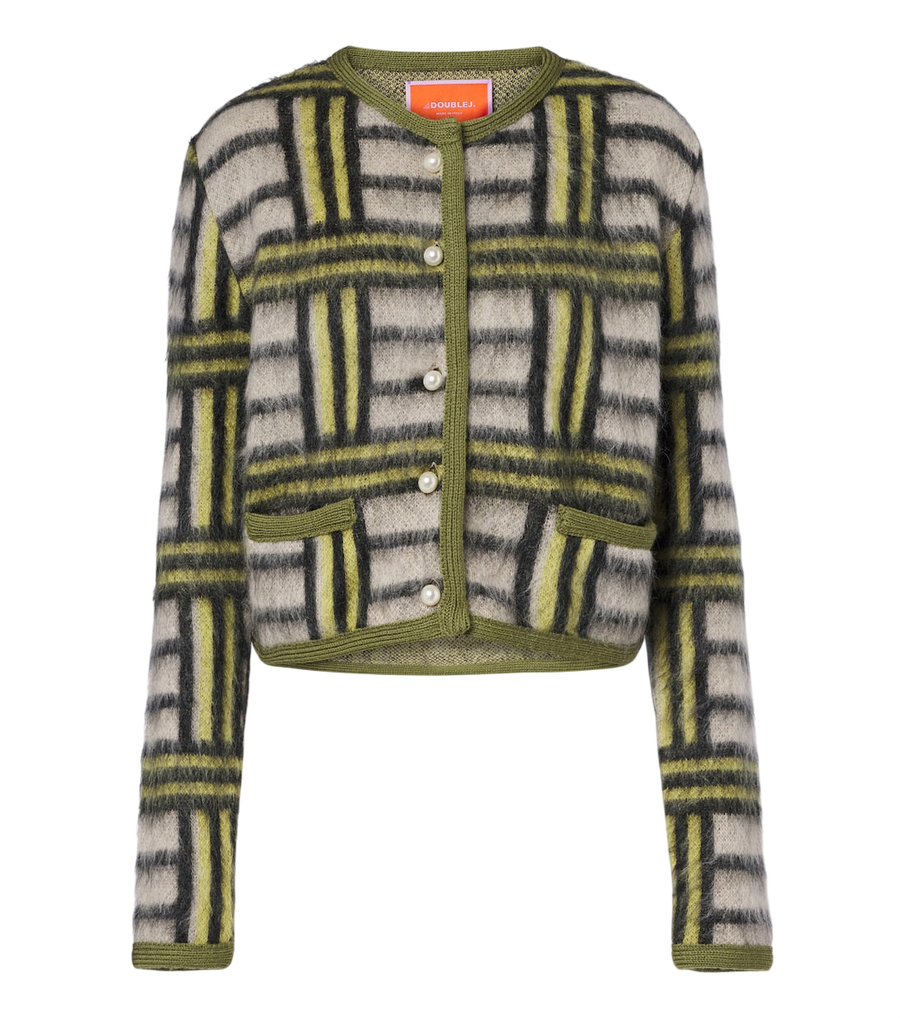 La DoubleJ Kells Check wool and mohair-blend cardigan
