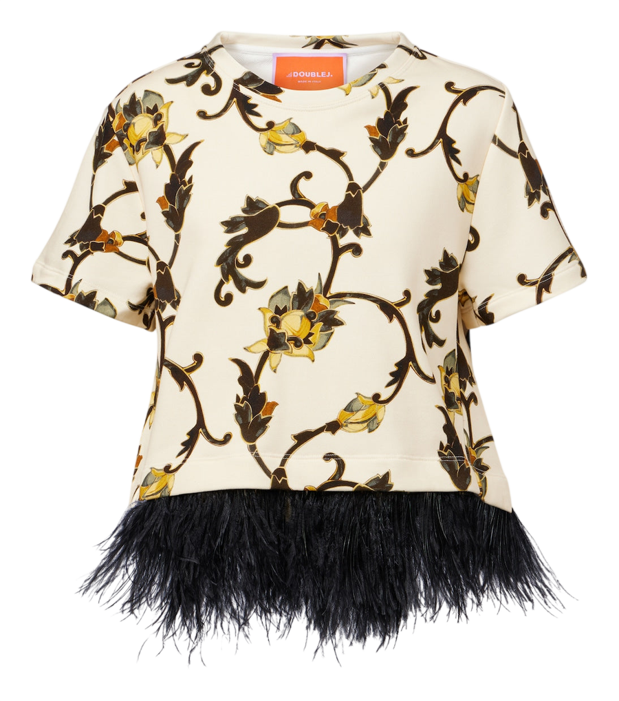 La DoubleJ La Scala fringed printed cotton T-shirt