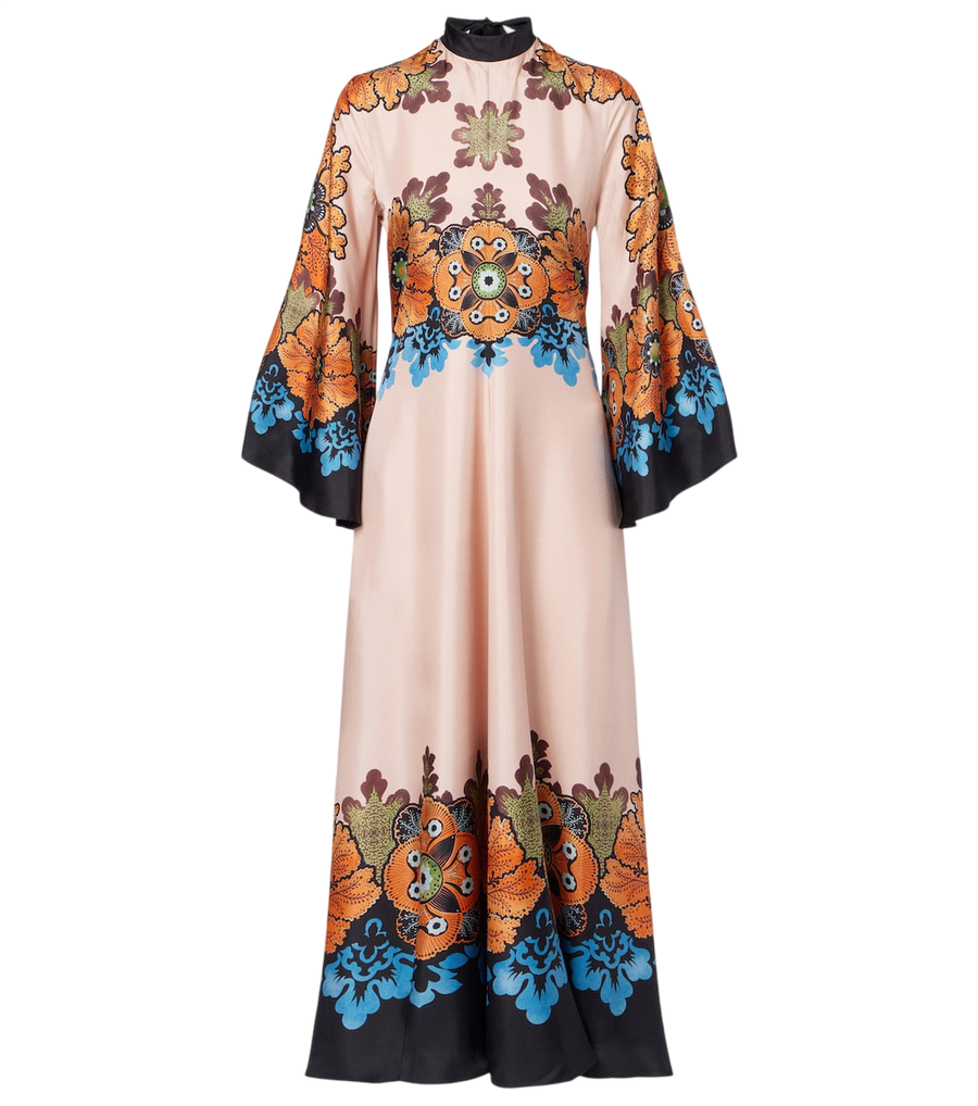 La robe longue en soie à motif floral Magnifico de DoubleJ