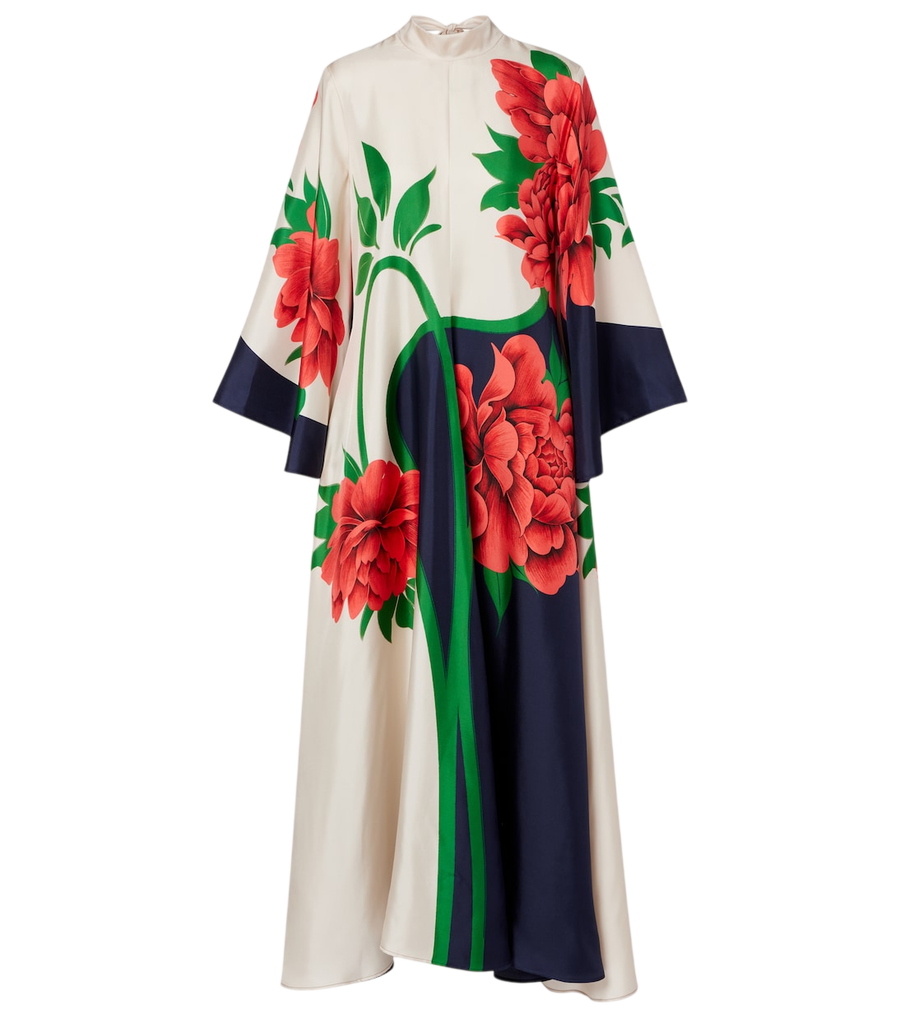 La DoubleJ Magnifico floral silk twill maxi dress