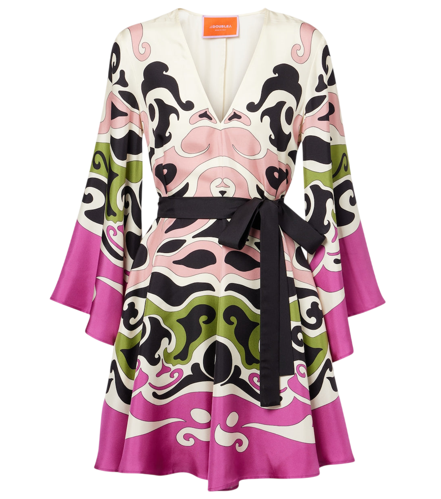 La DoubleJ Magnifico printed silk twill minidress