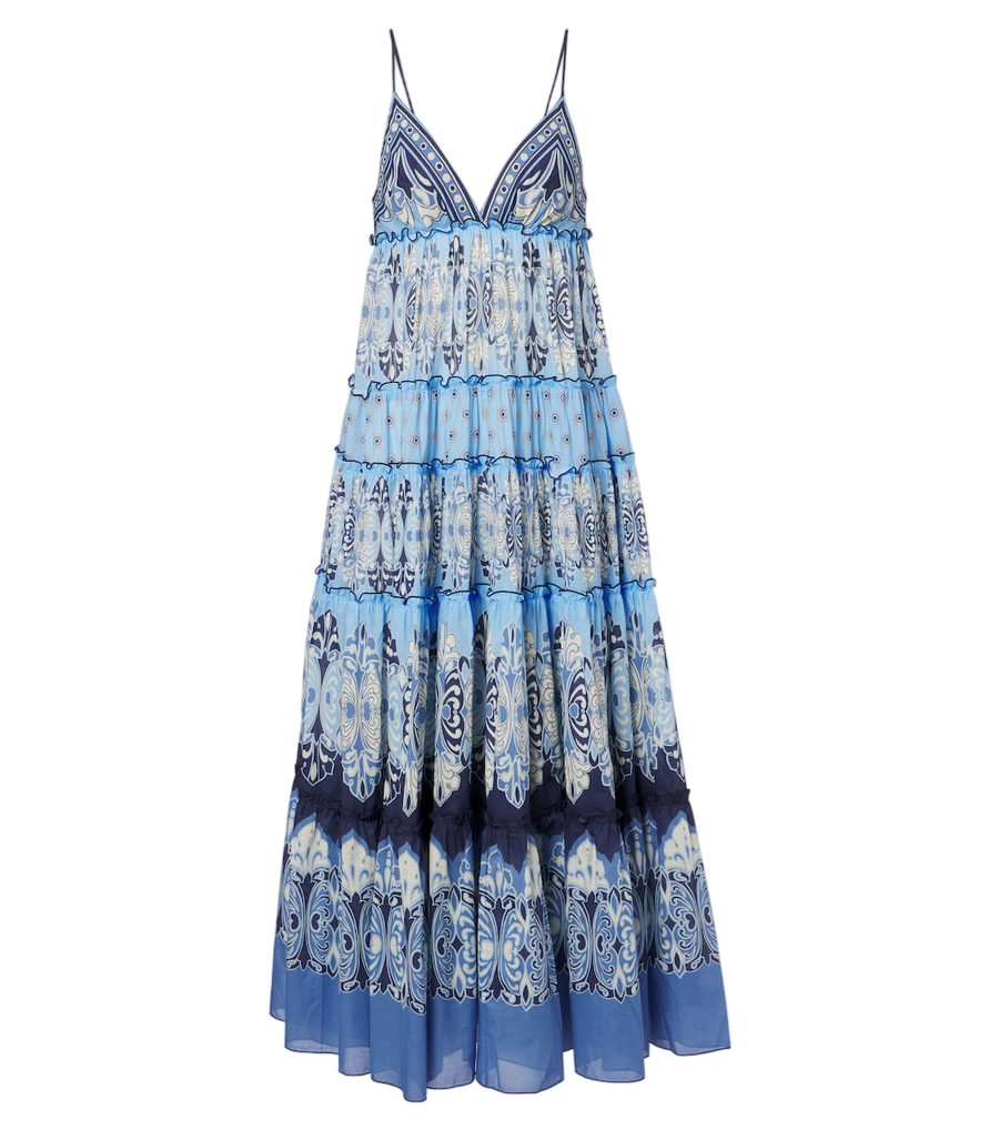 La DoubleJ Nymph printed tiered cotton maxi dress