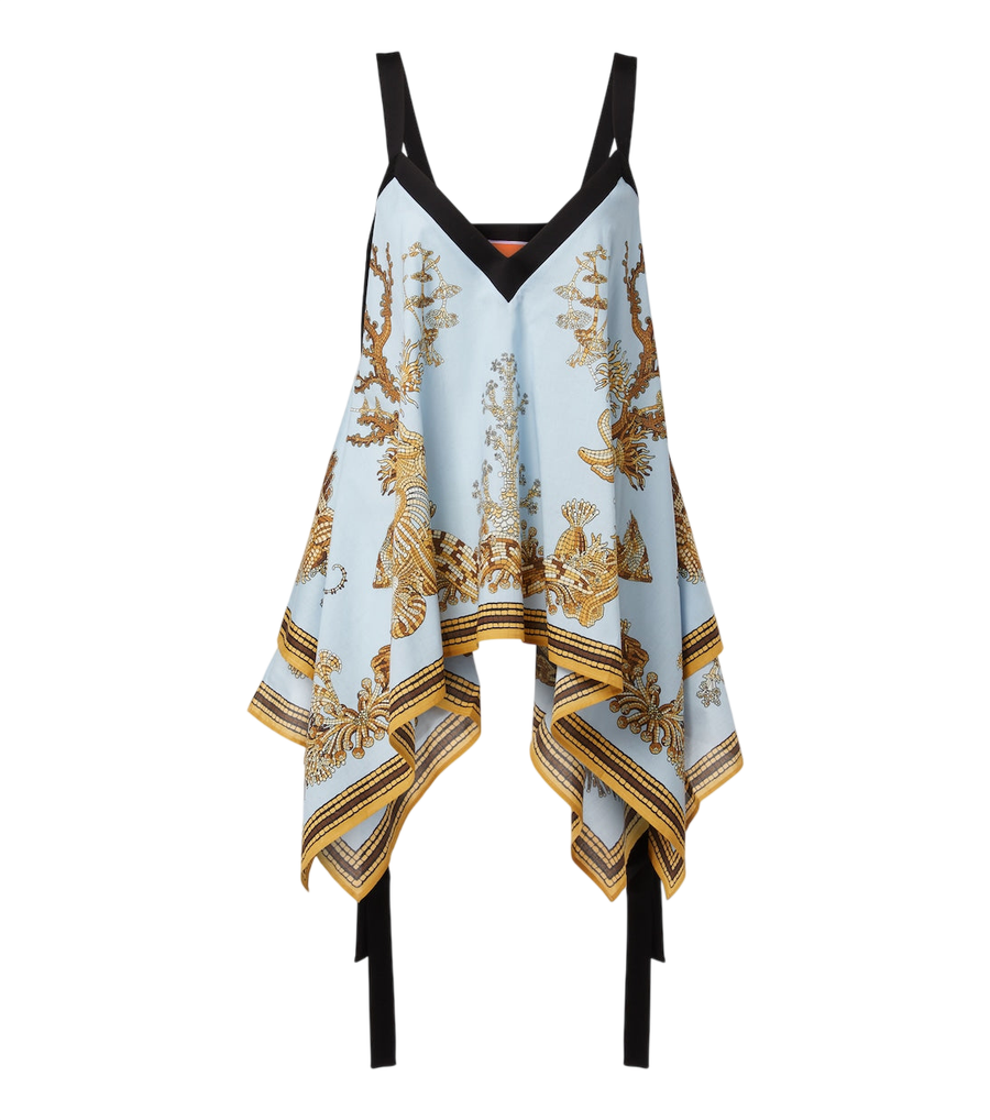 La DoubleJ Printed asymmetric cotton top
