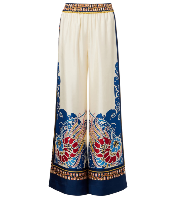 La DoubleJ Printed silk palazzo pants