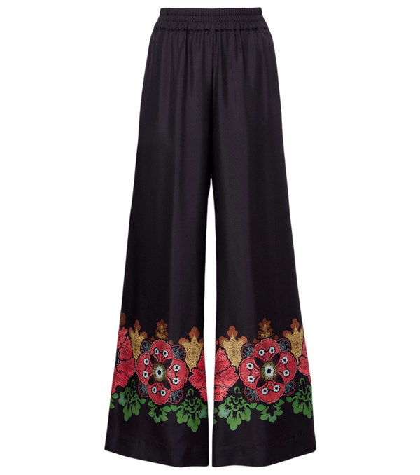 La DoubleJ Pantaloni palazzo in twill di seta stampato