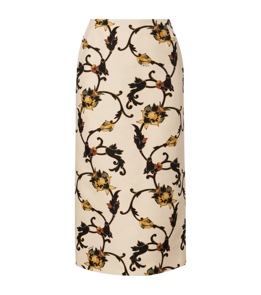 La DoubleJ Printed wool-blend cady pencil skirt