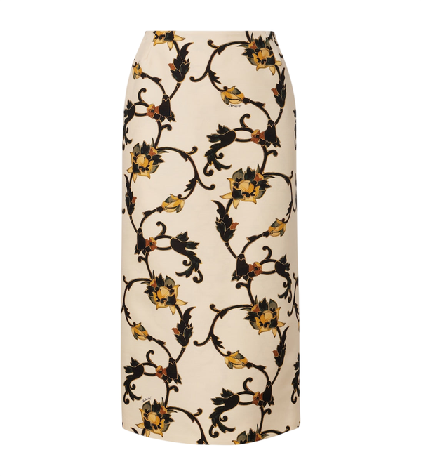 La DoubleJ Printed wool-blend cady pencil skirt