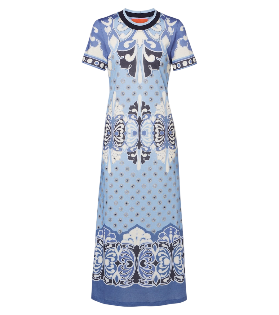Robe midi La DoubleJ en jersey de coton imprimé Sporty Swing