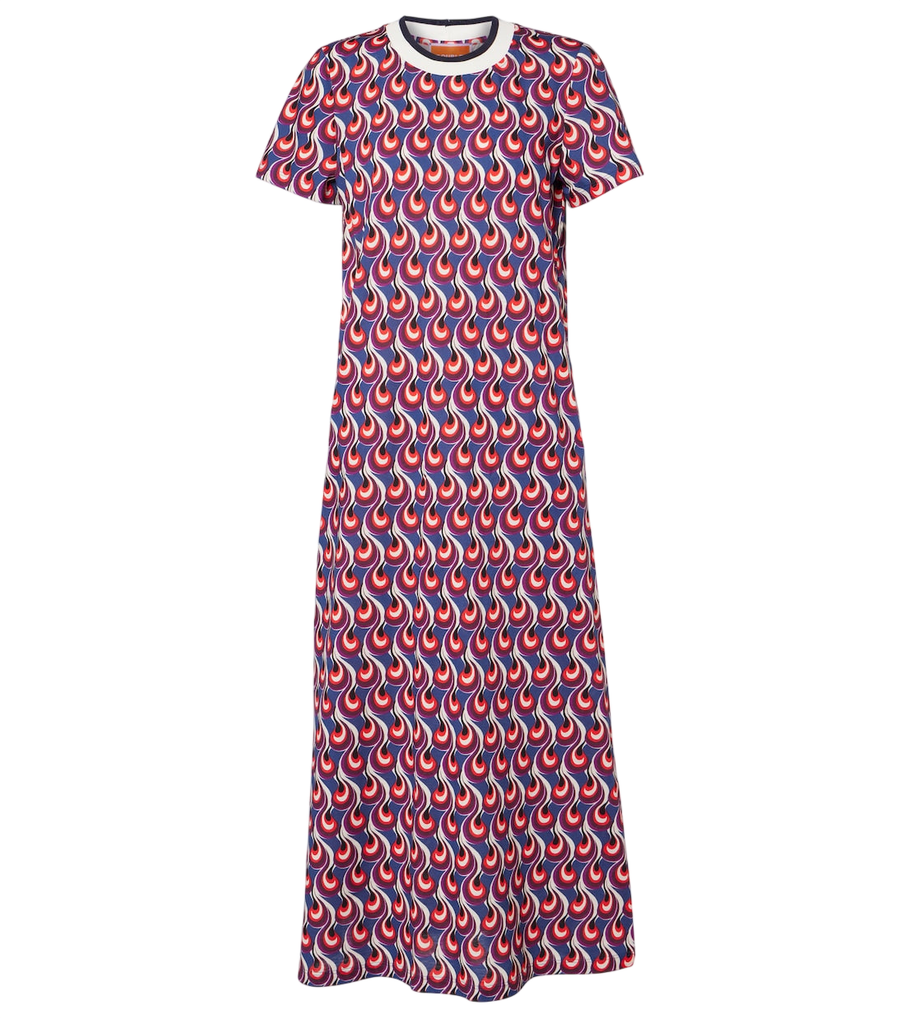 Robe midi La DoubleJ en jersey de coton imprimé Sporty Swing