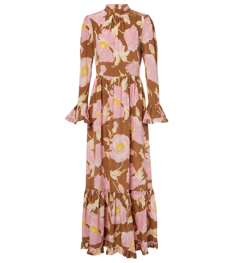 Robe longue DoubleJ Visconti en crêpe de Chine en soie