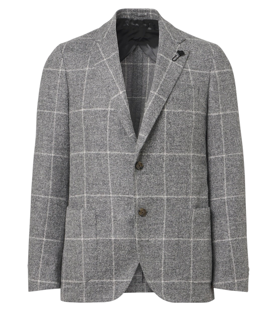 Lardini Checked alpaca and wool-blend blazer