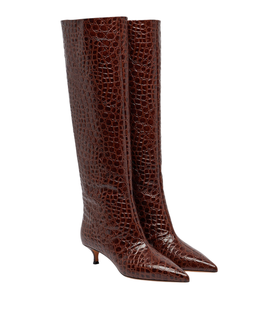 Le Monde Béryl Babouche croc-effect leather knee-high boots