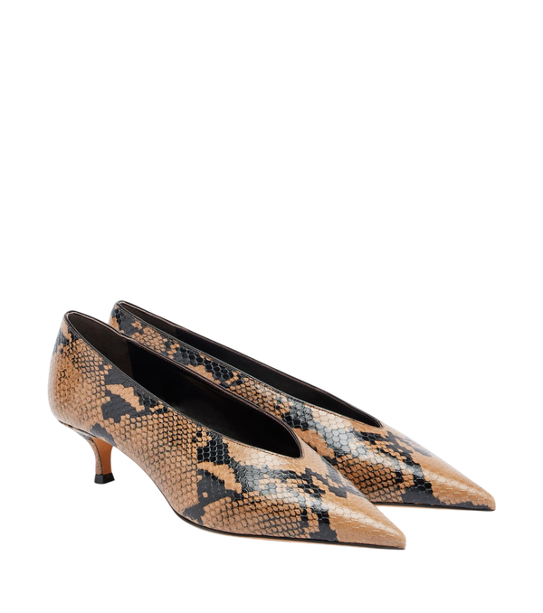 Le Monde Béryl Babouche sapatos de salto em couro com efeito de cobra
