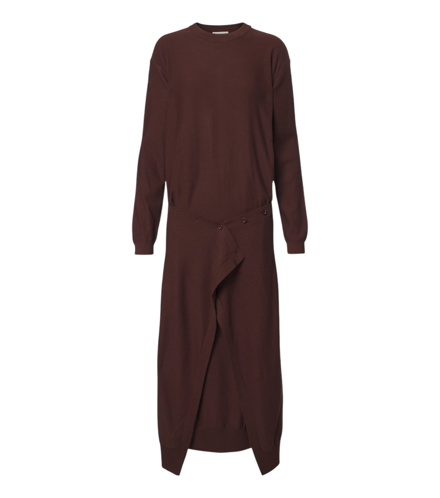 Lemaire Vestido midi desestruturado em mistura de lã