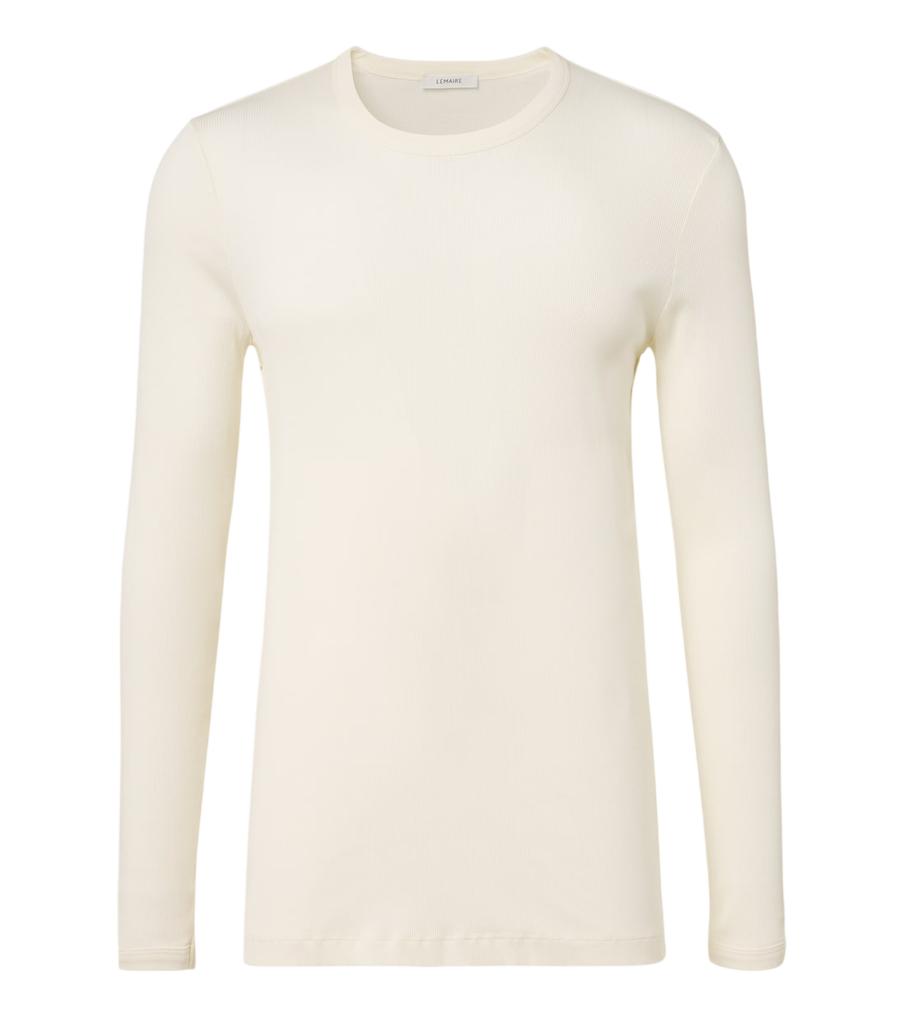 Lemaire Ribbed-knit cotton T-shirt