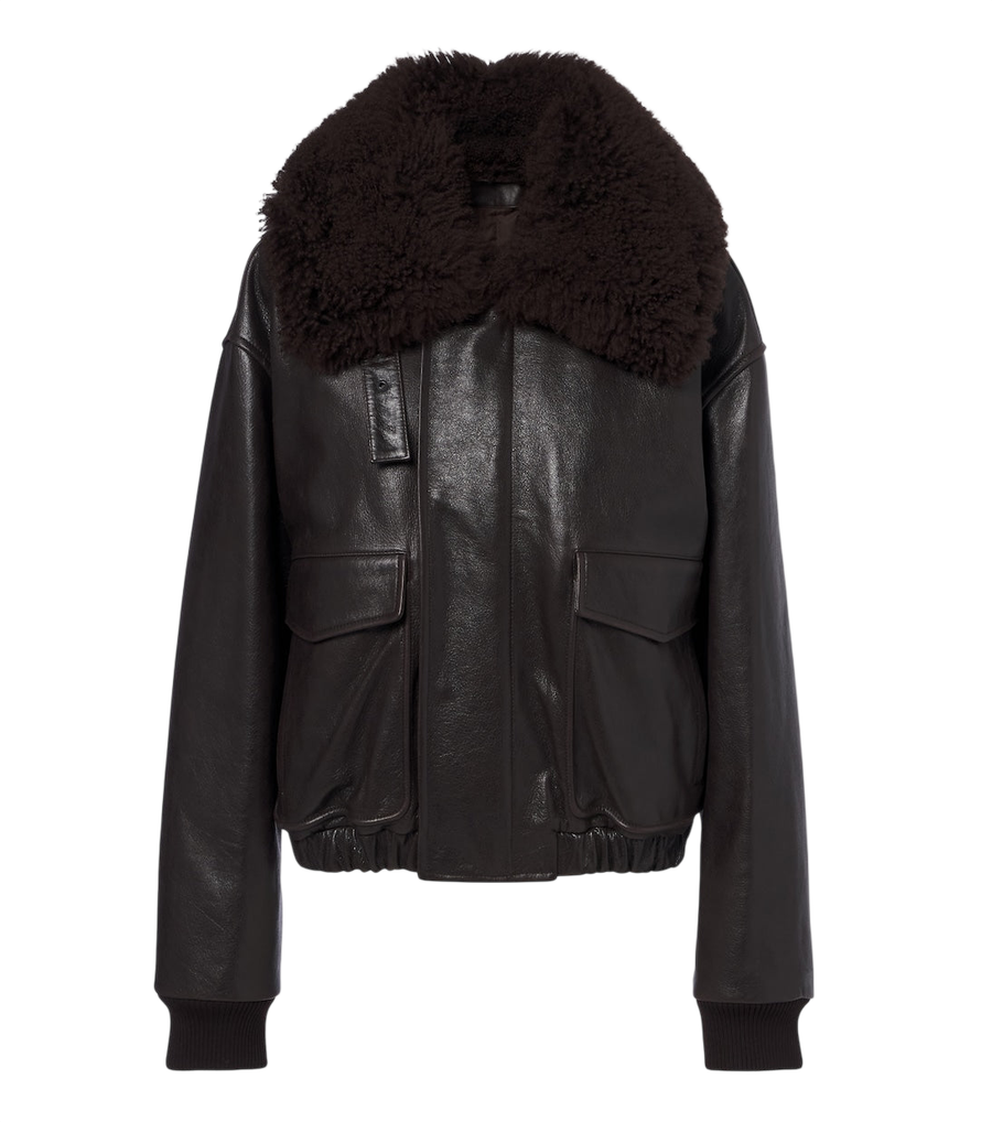 Lemaire Shearling-trimmed leather blouson jacket