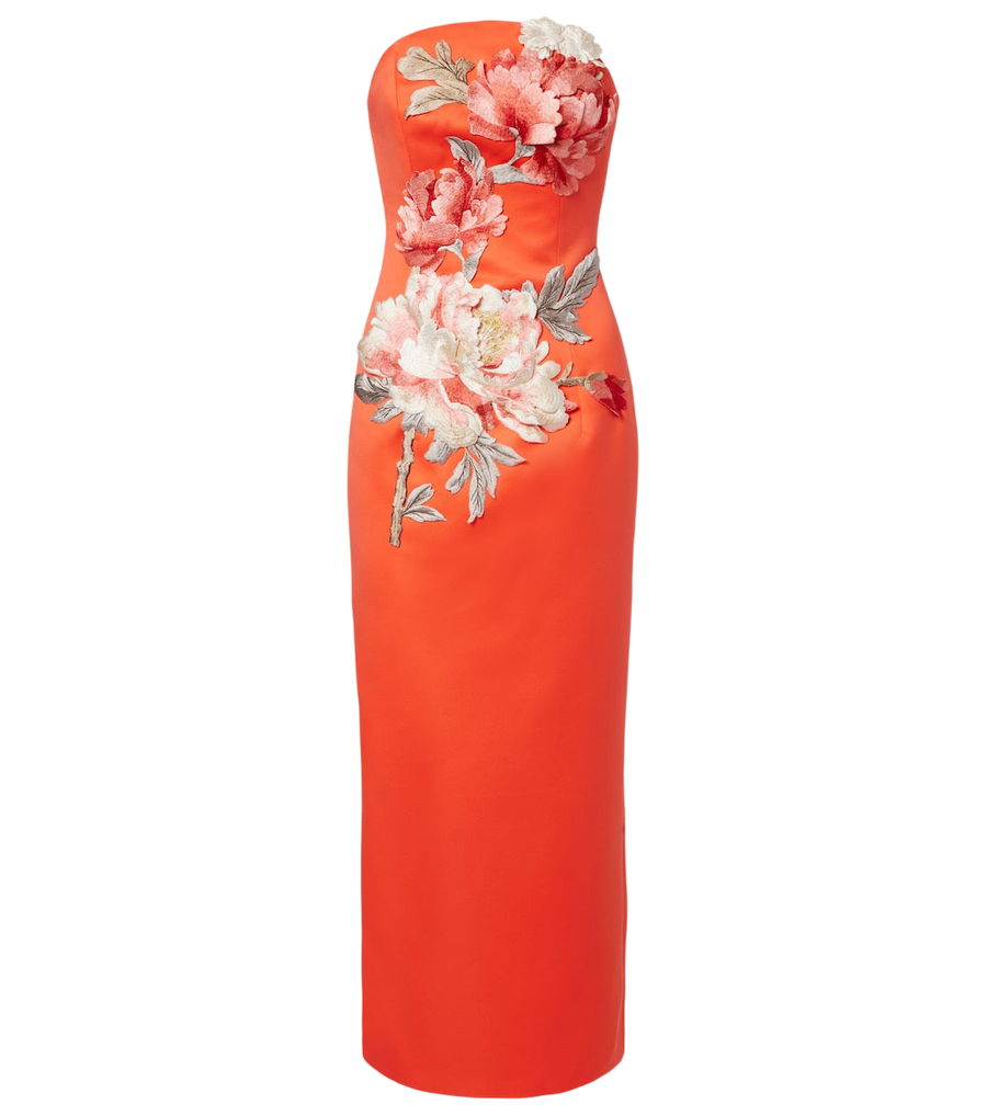 Leo Lin Ava floral-appliqué satin corset gown
