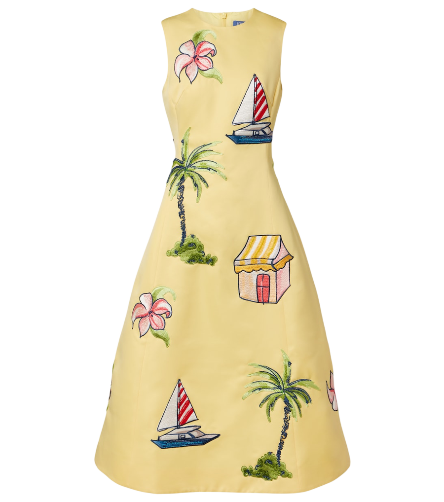 Robe midi Leo Lin à empiècements perlés appliqués