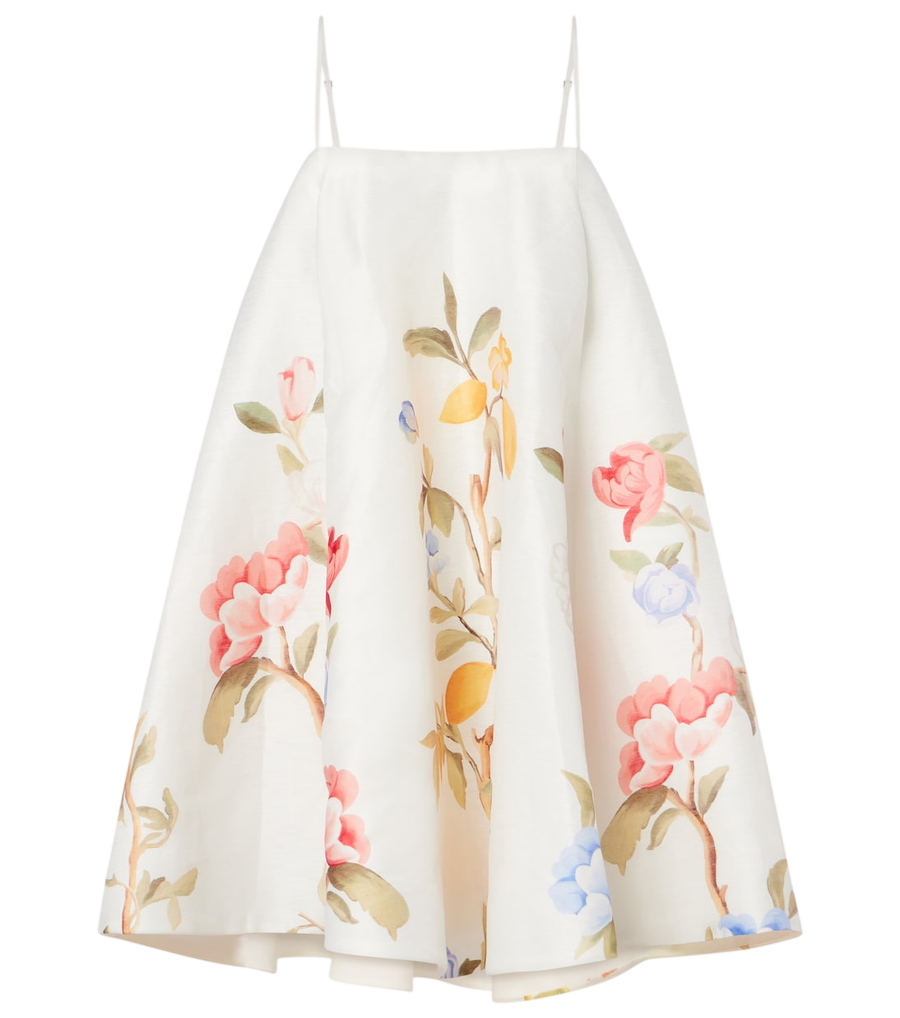 Leo Lin Caitlin floral linen-blend minidress