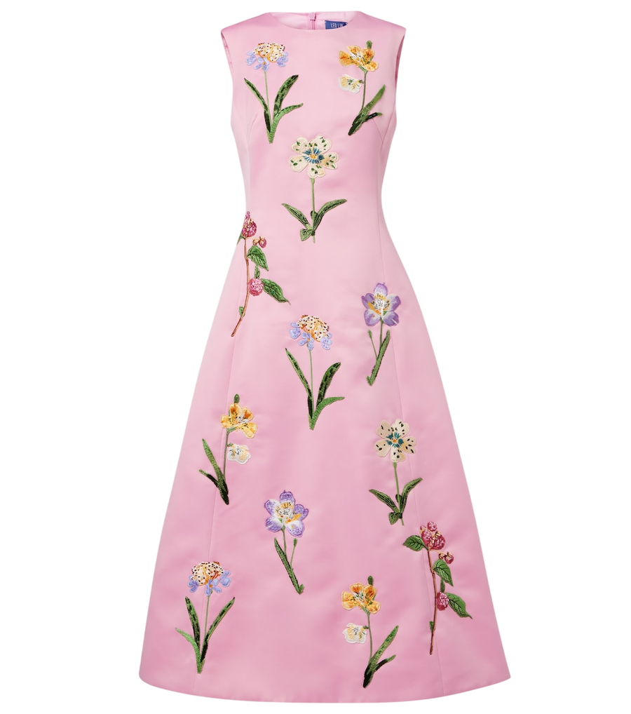 Leo Lin Cleo floral embroidered satin midi dress