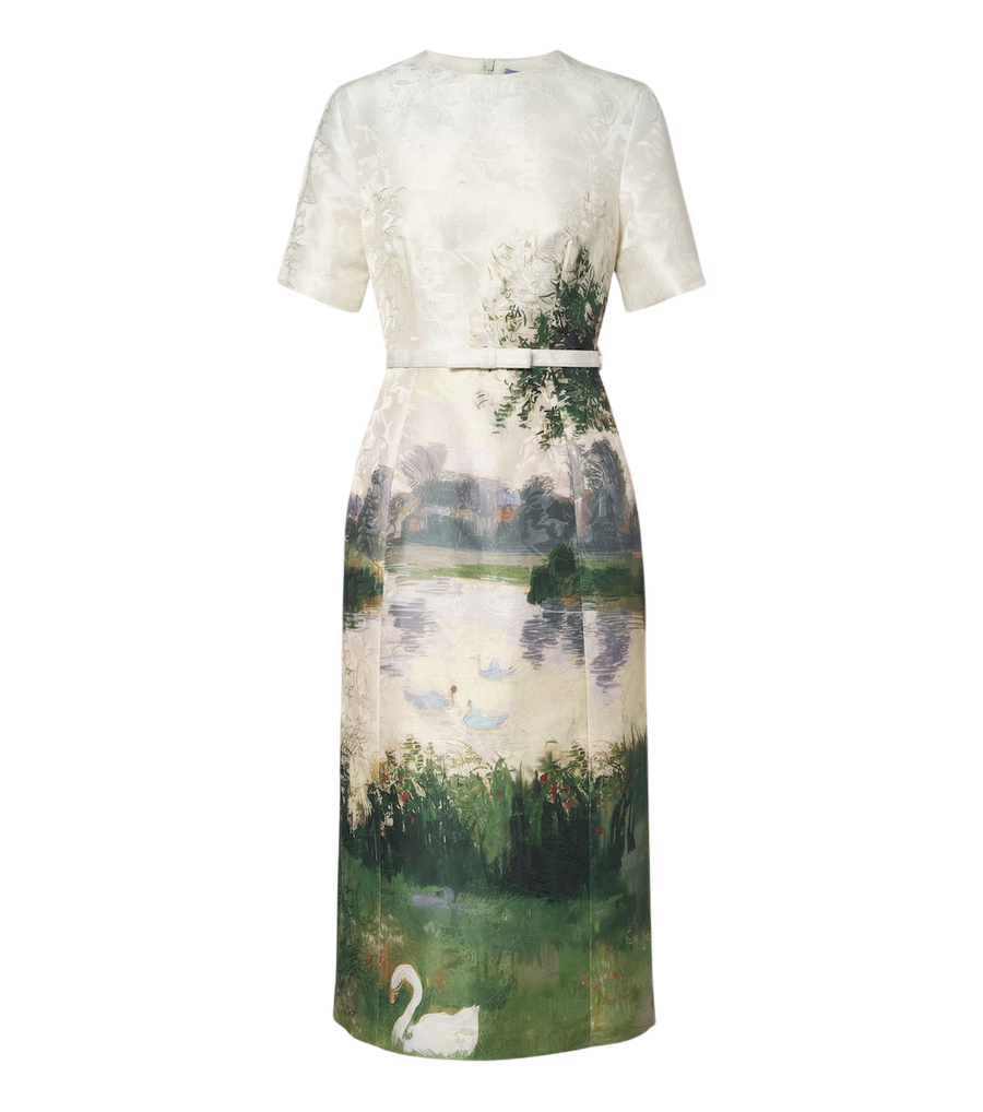 Robe midi en jacquard imprimé Elizabeth de Leo Lin