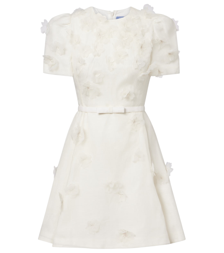 Minirobe en lin et soie à applications florales Elyse de Leo Lin