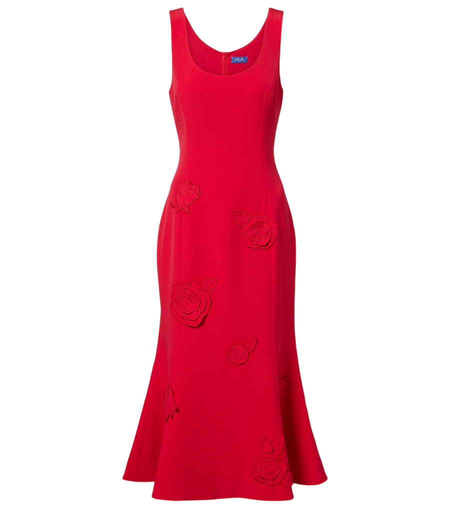 Robe midi Leo Lin Emily à appliqués floraux